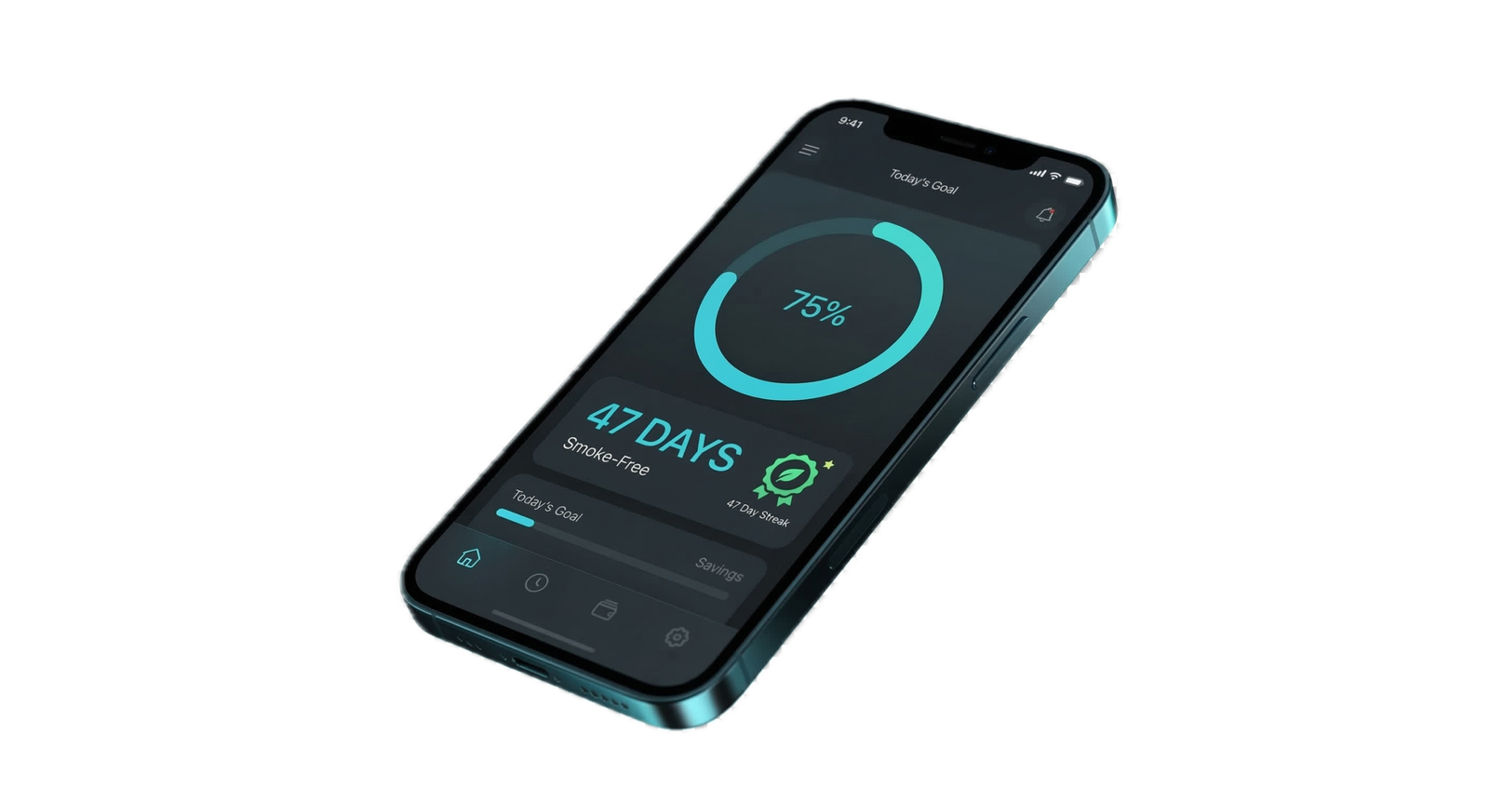 iQuit app mockup showing progress dashboard
