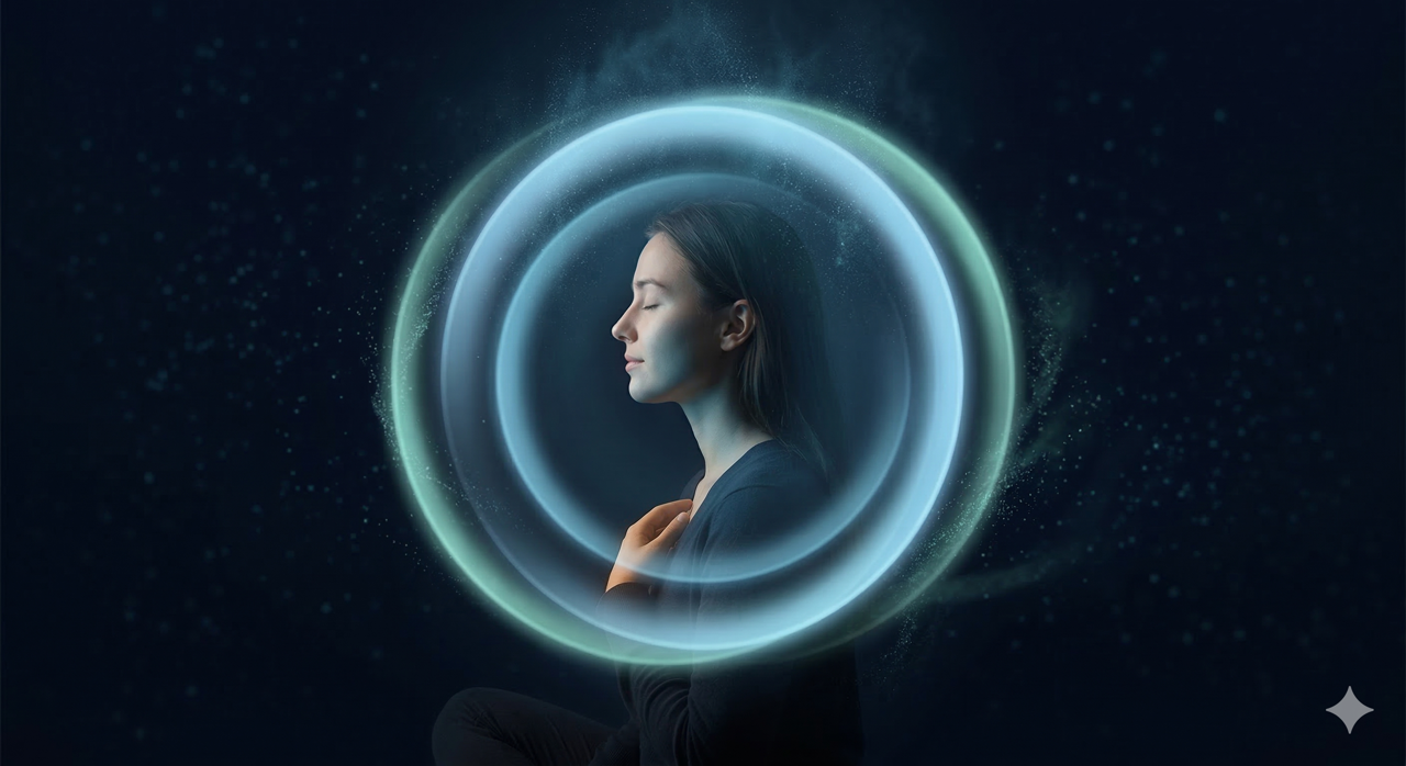 Calm breathing illustration with circular pulse