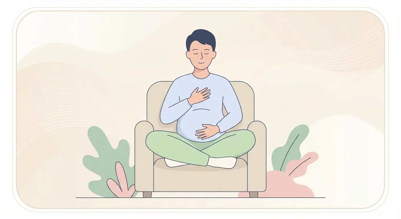 Person practicing deep diaphragmatic breathing with hand on belly to manage quit smoking cravings