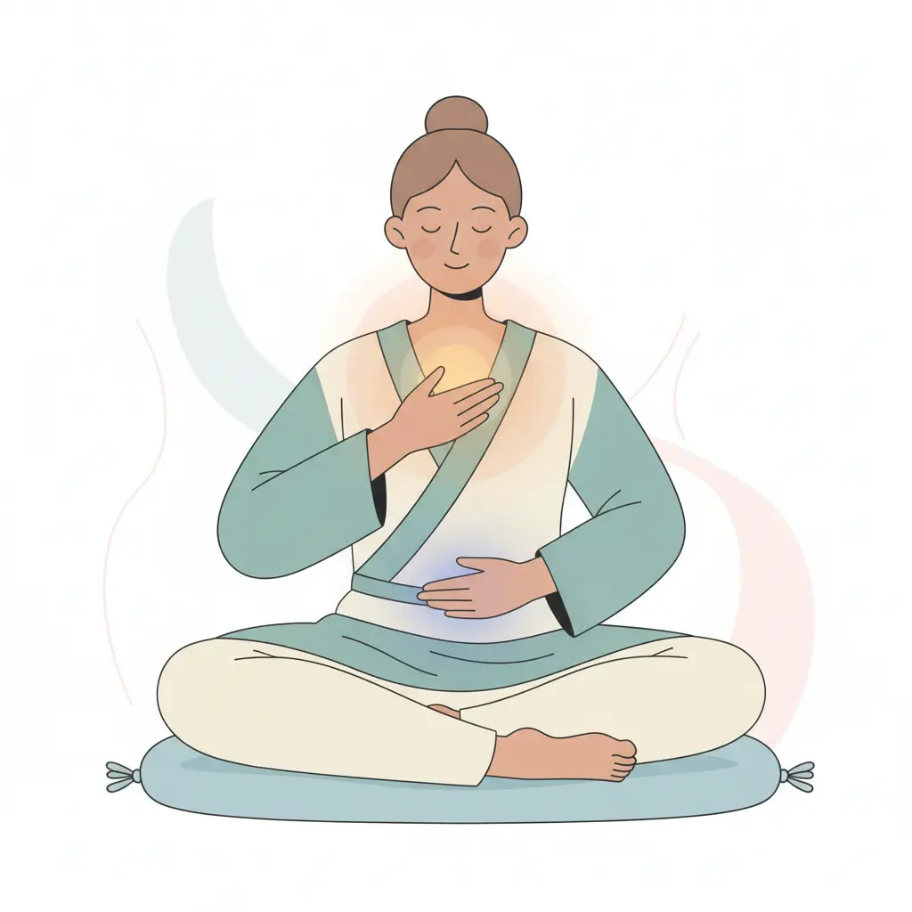 Person performing a mindfulness body scan to locate and name cigarette craving sensations in chest and throat