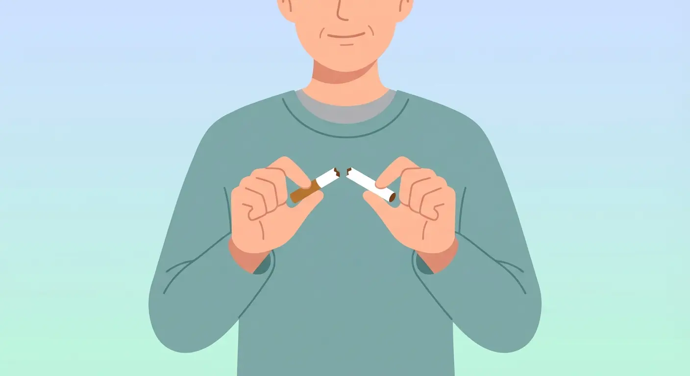 Person breaking a cigarette in half as a symbol of deciding to quit smoking naturally