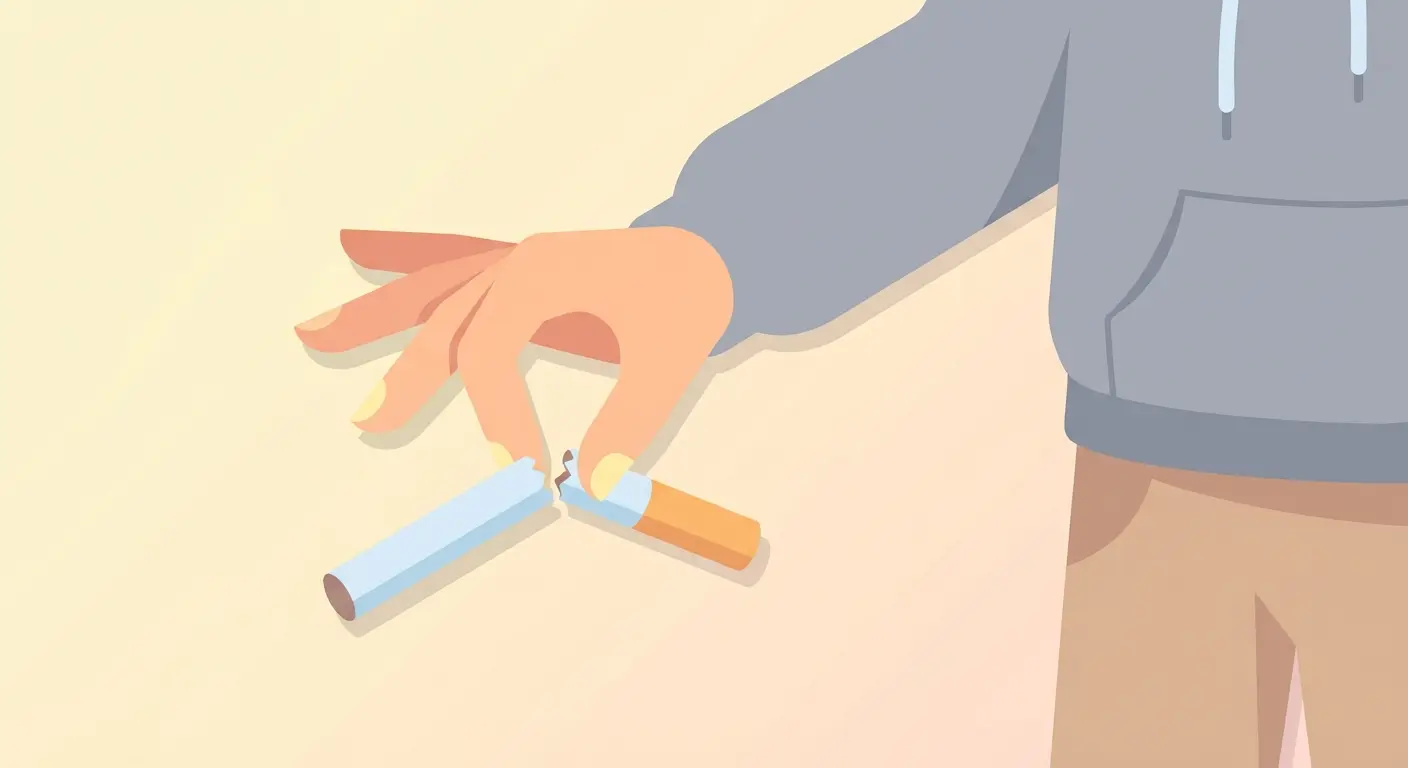 Person breaking a cigarette in half, symbolizing the decision to quit smoking for good