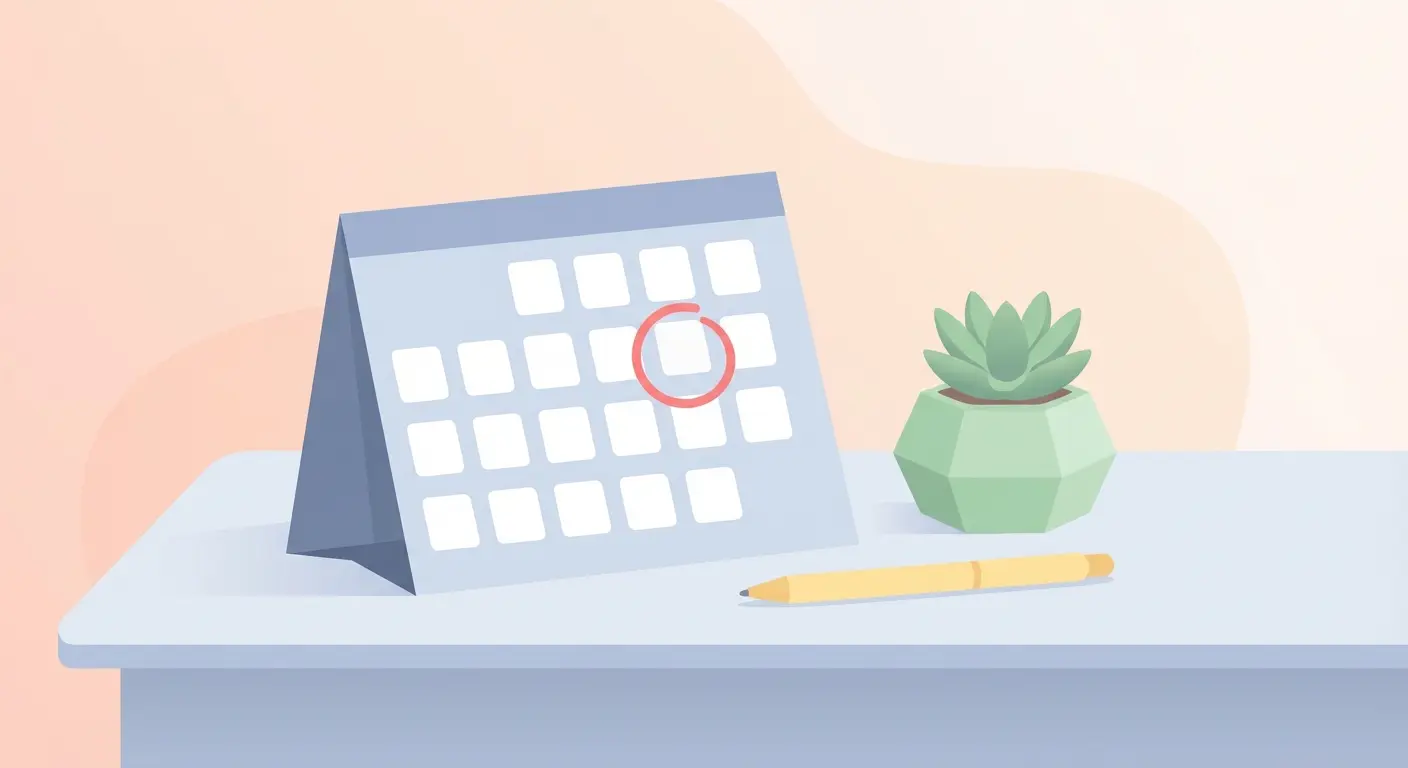 Desk calendar with a quit date circled in red representing a smoking cessation commitment
