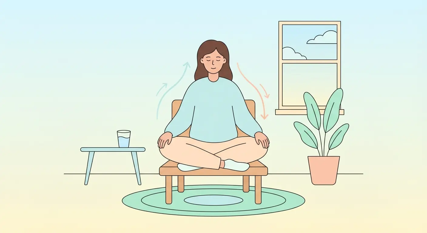 Person practicing a deep-breathing grounding exercise to manage quit smoking cravings and anxiety
