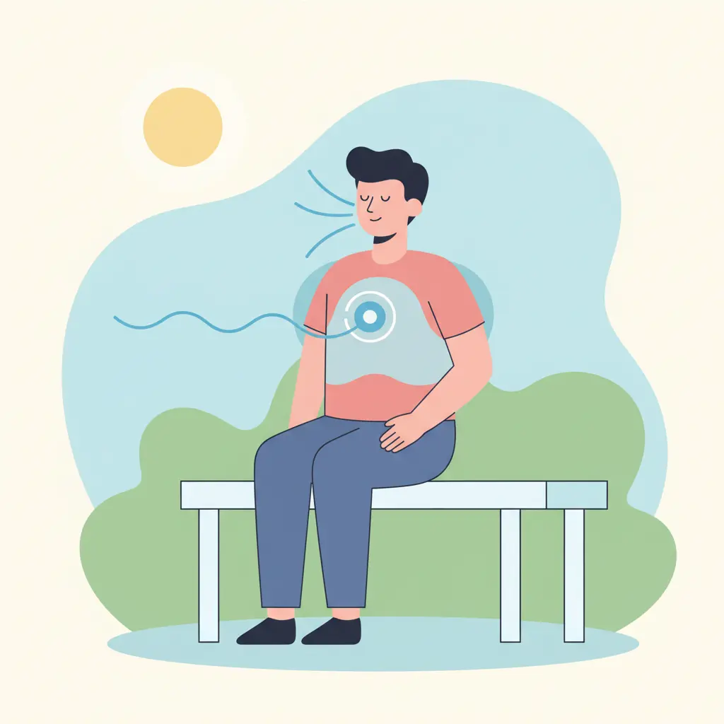 Person practicing the physiological sigh breathing technique to calm cigarette cravings and manage quitting urges