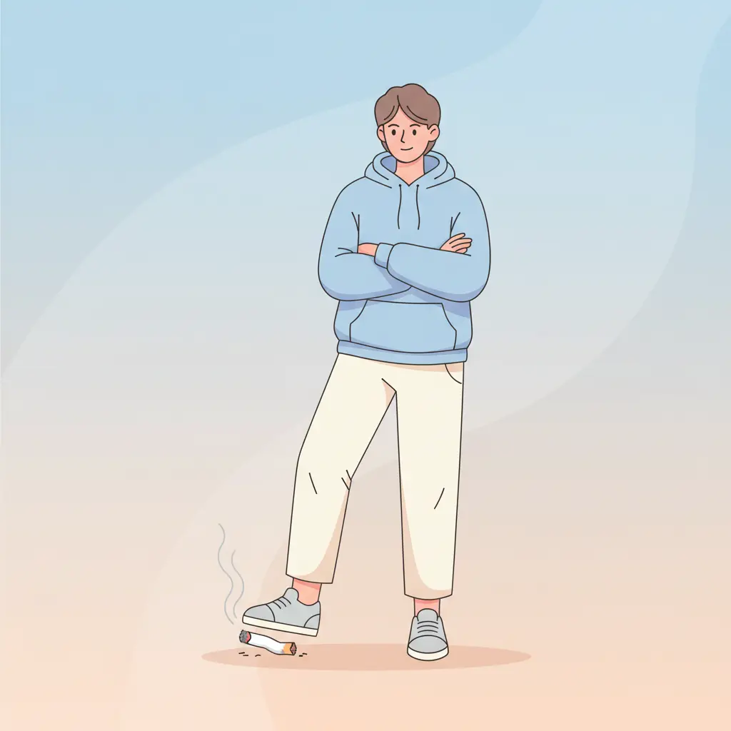 Person confidently stepping on a cigarette, symbolizing the decision to quit smoking for good