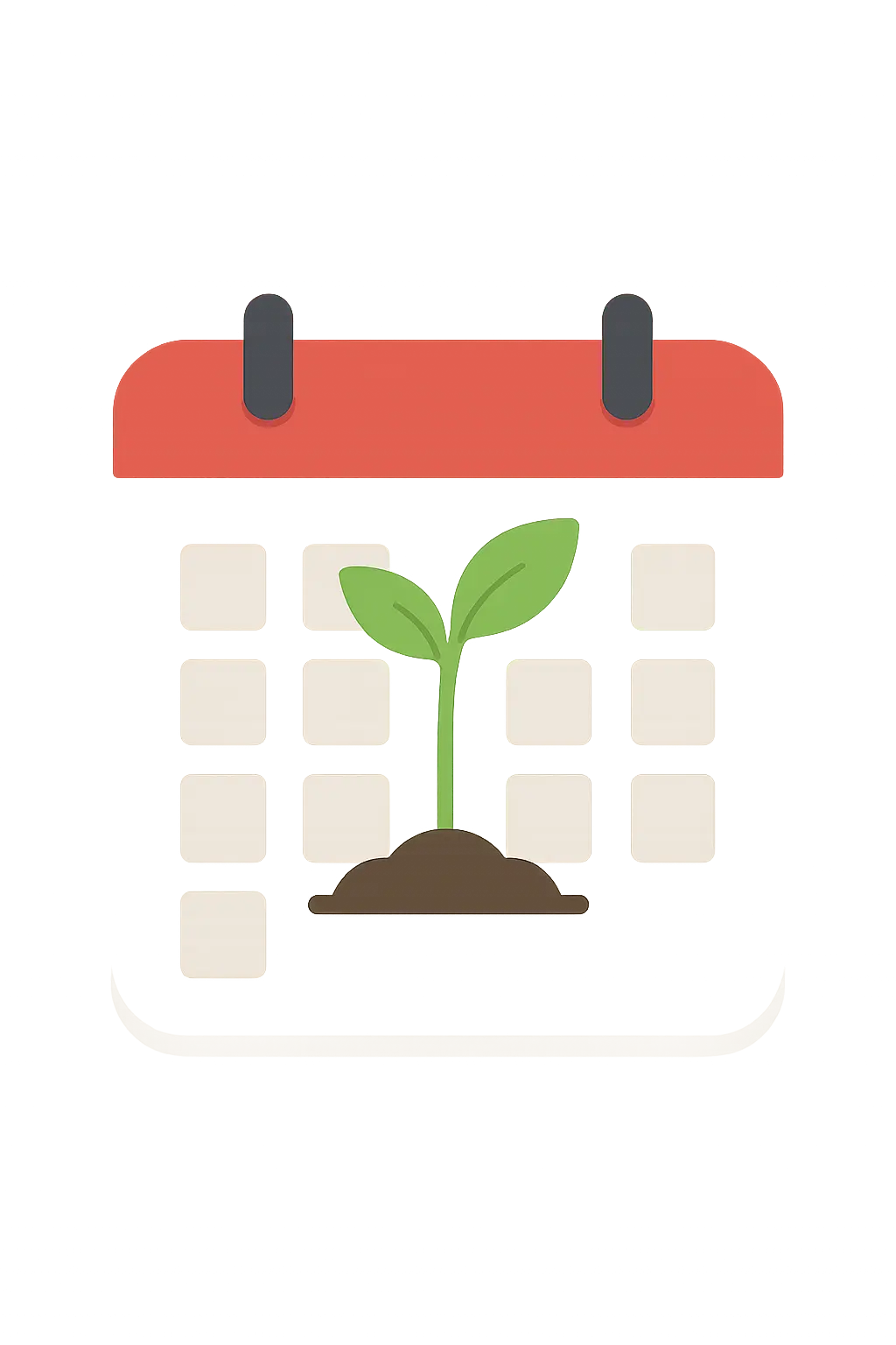 Calendar with a small sprouting plant representing gradual sperm quality recovery over several weeks