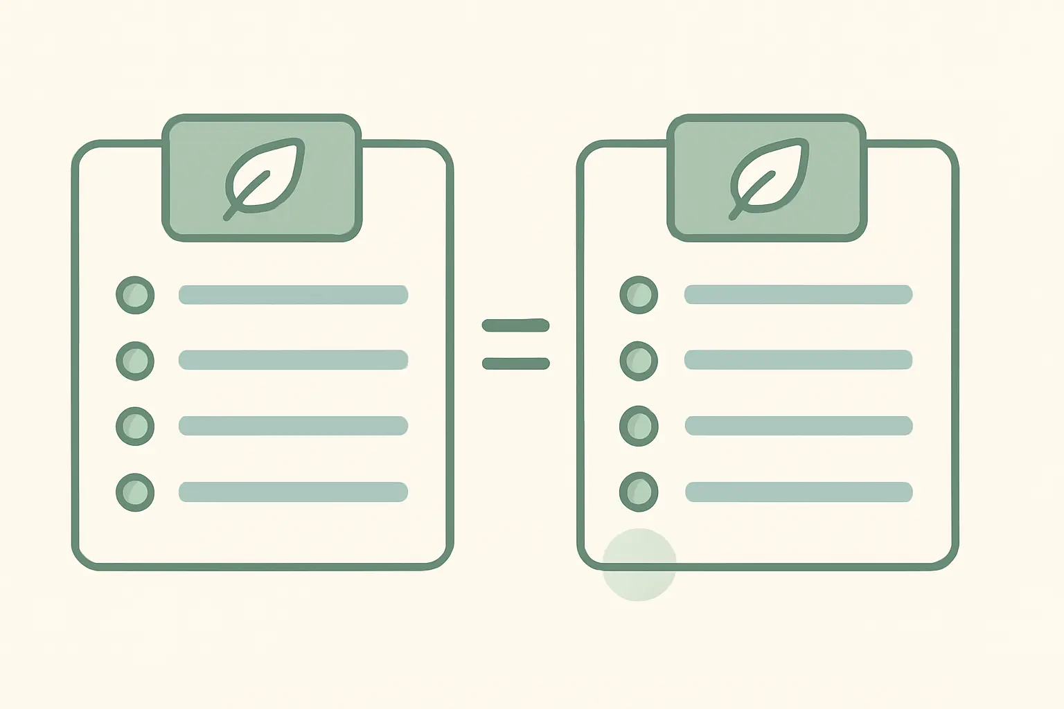 Illustration of two matching ingredient panels joined by an equals sign with one small difference highlighted, showing generic and brand nicotine patches share the same active ingredient