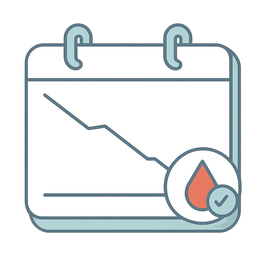 Calendar illustration representing a follow-up blood test scheduled after quitting smoking