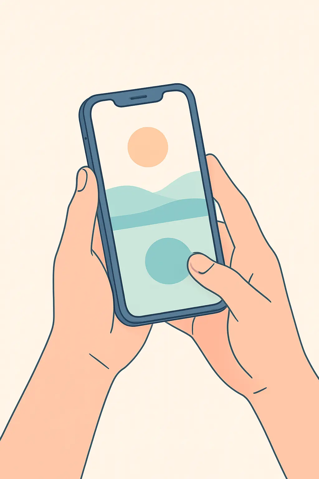 Illustration of hands using a smartphone app instead of rolling a cigarette, representing a healthier ritual replacement