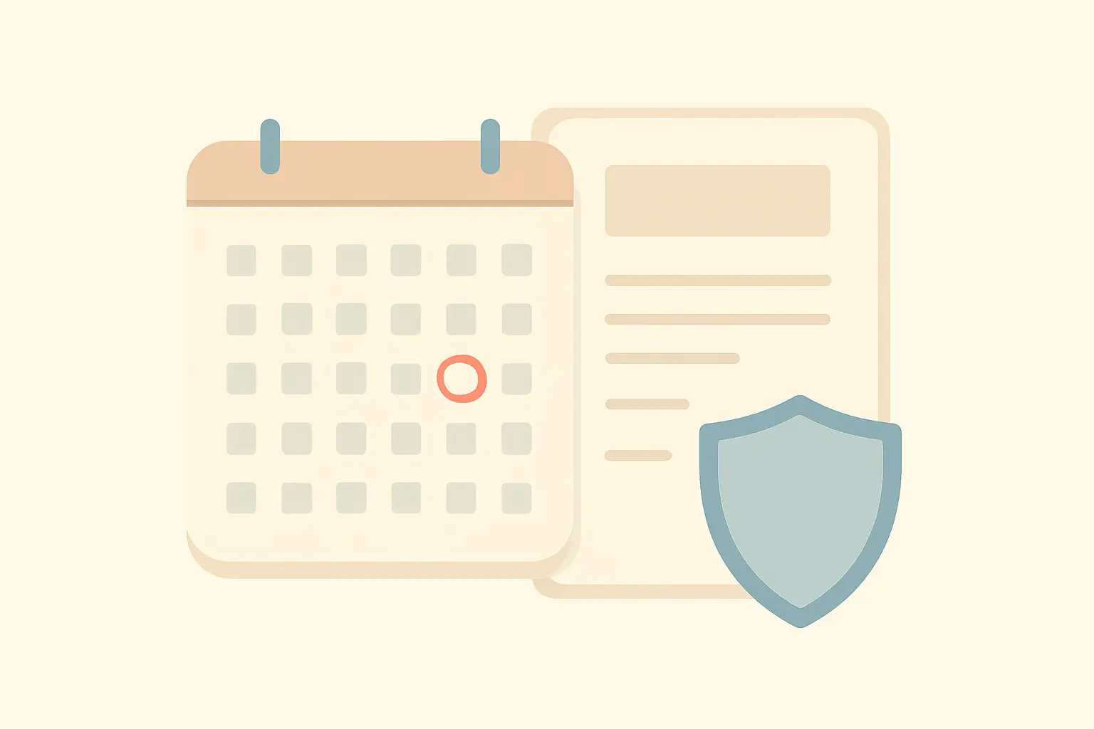 Illustration of a twelve-month calendar beside an insurance document, representing the 12-month smoke-free window insurers use for non-smoker status