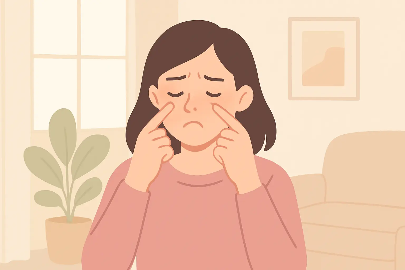Illustration of a person experiencing sinus congestion discomfort