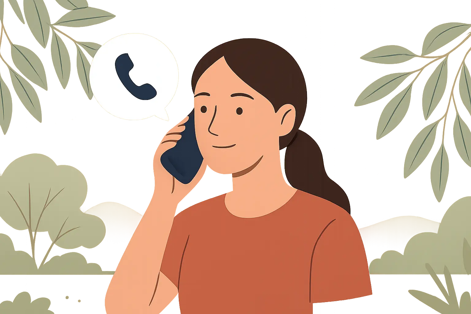 Illustration of a person calling the Quitline for support to quit smoking in Australia