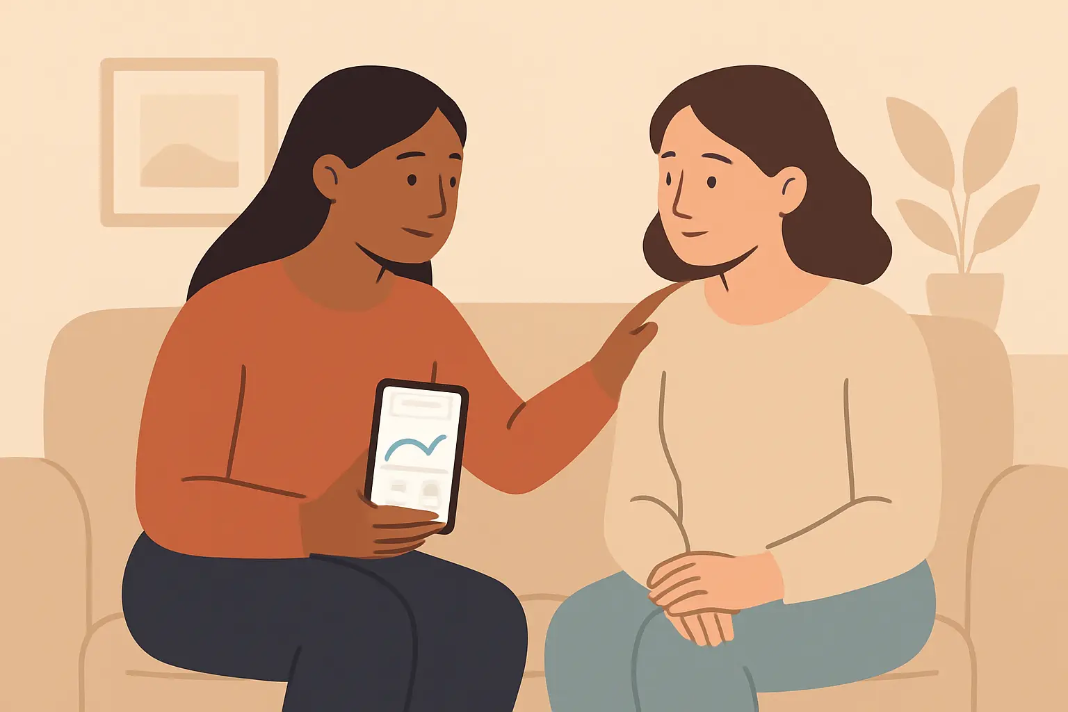 Two partners having a supportive conversation about a smoking quit plan