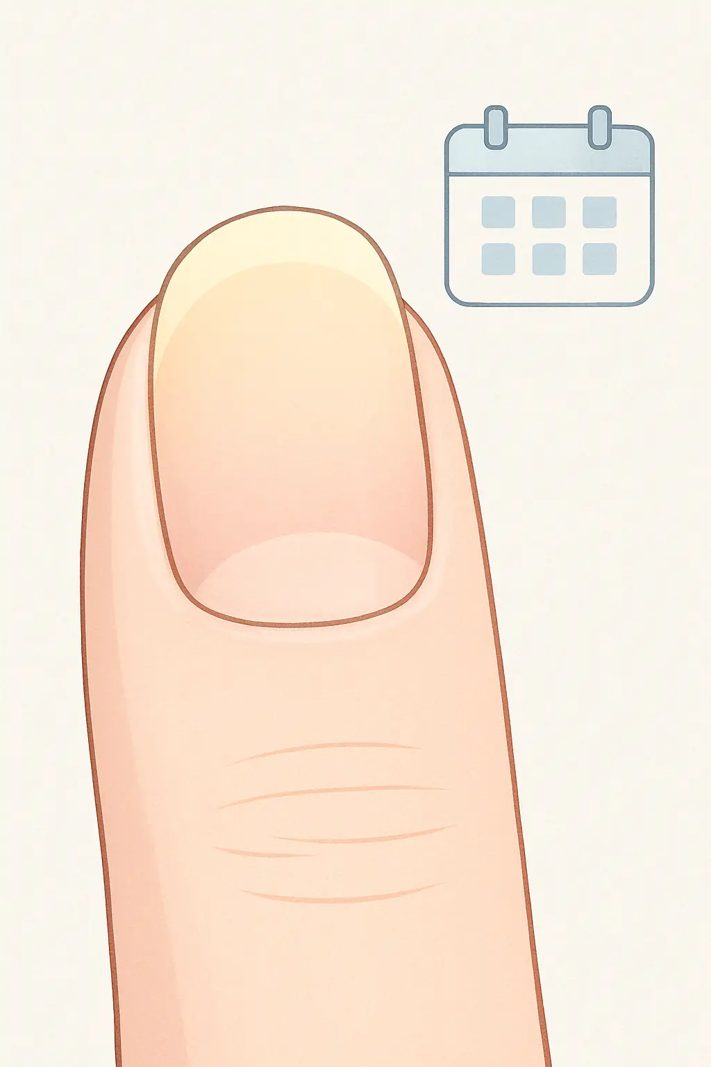 Close-up of a fingernail showing a yellow stained tip and clear new nail growing from the base after quitting smoking