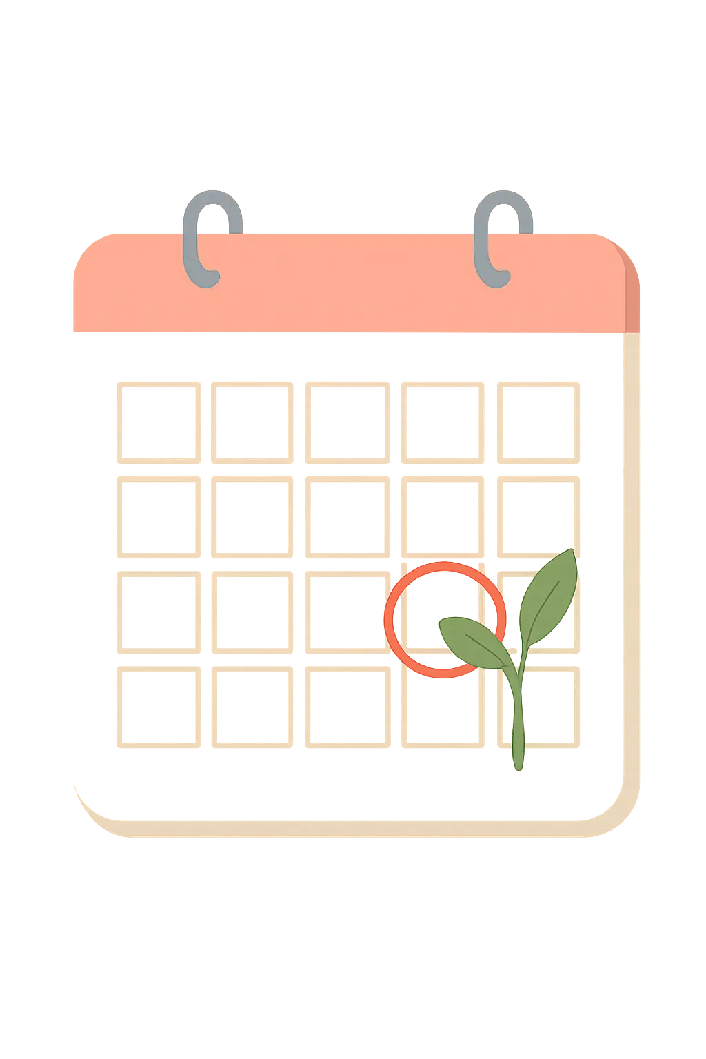 Illustration of a calendar with a milestone circled and a small plant growing, representing a 28-day quit smoking goal