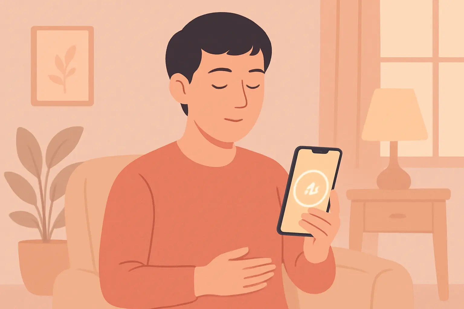 Person using a breathing exercise on a phone app to manage an intense craving on day three of quitting