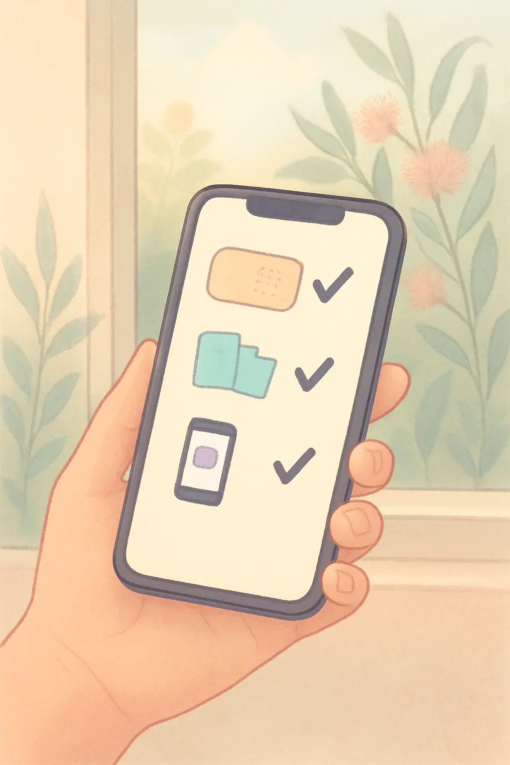 Illustration of a person choosing between quit-smoking method options on a smartphone