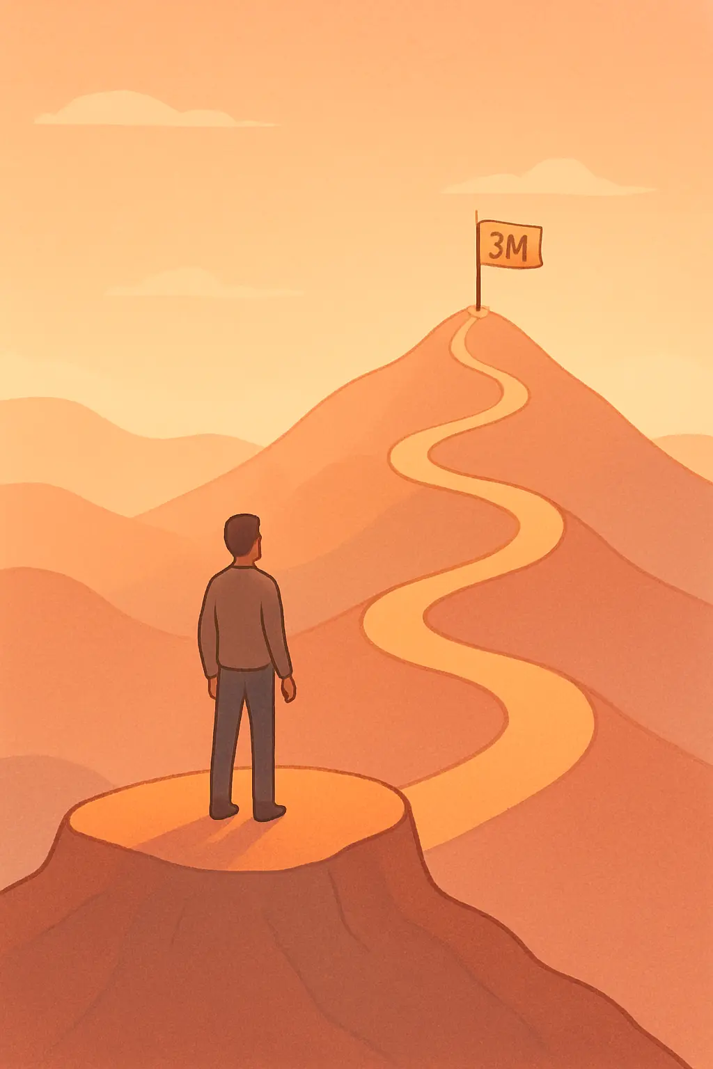 Person standing on a plateau looking at a path continuing upward, symbolizing the three-month motivation plateau after quitting smoking