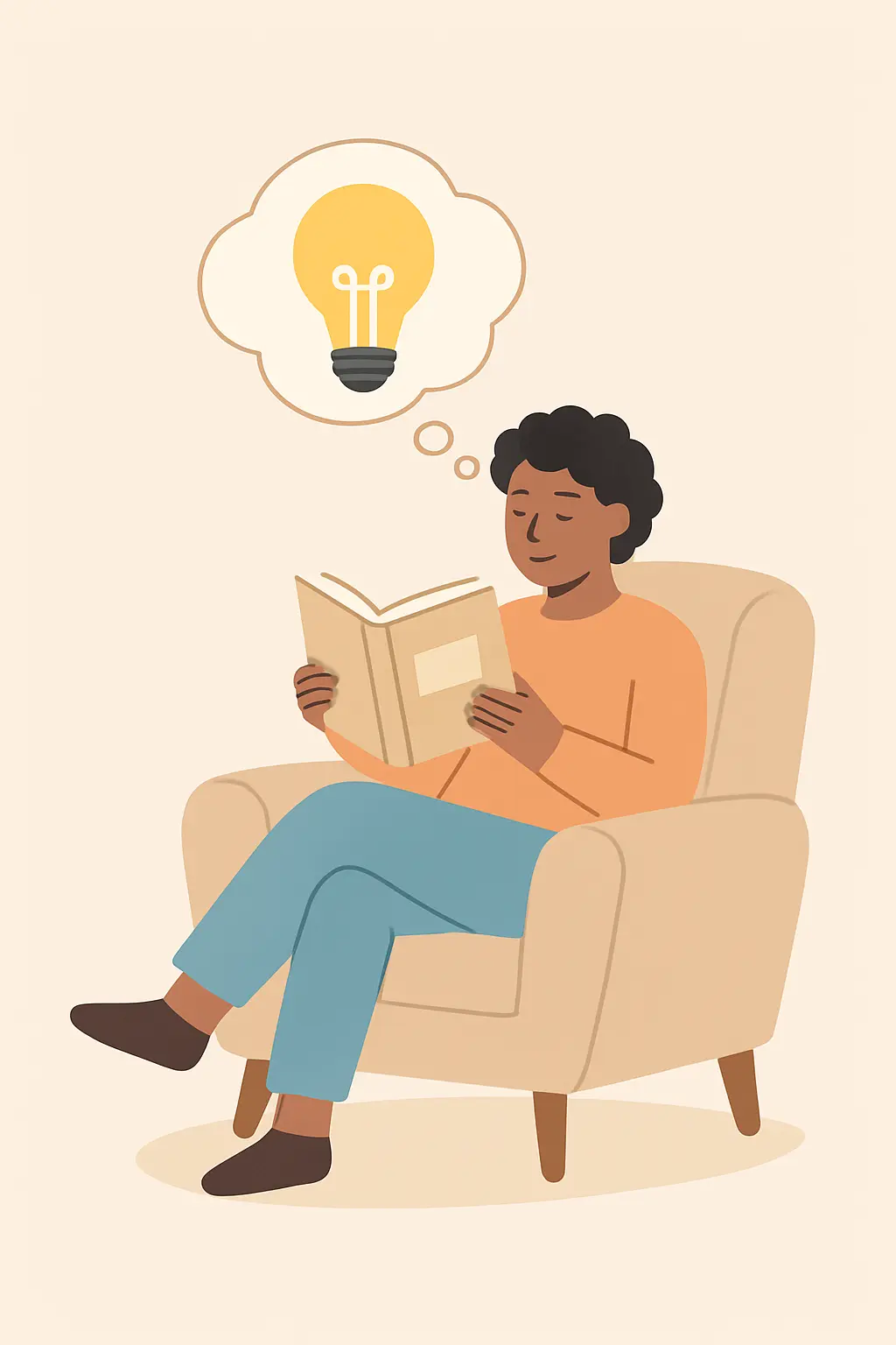 Illustration of a person reading a self-help book experiencing a mindset shift about smoking