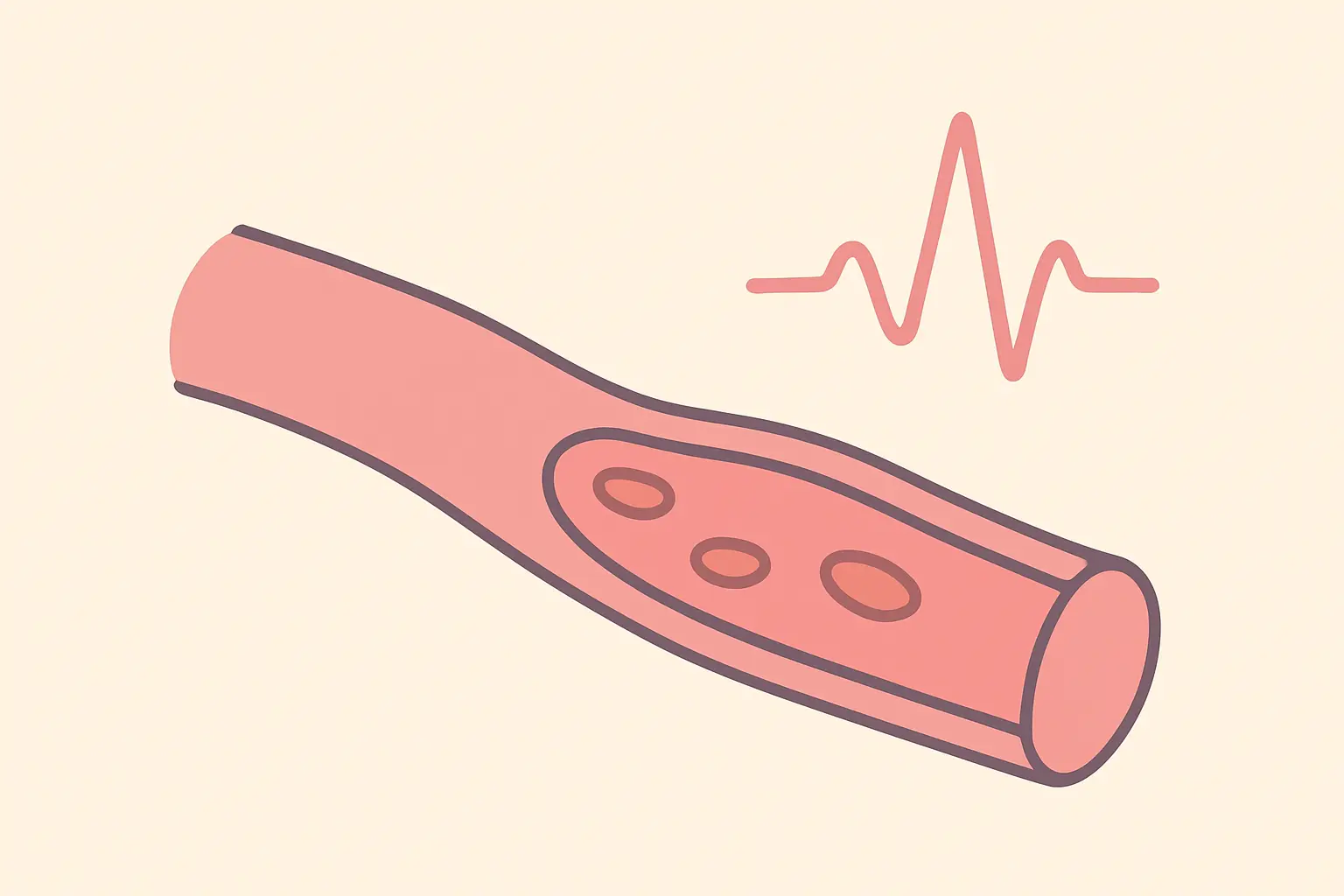 Illustration of a narrowing blood vessel representing nicotine's acute effect on blood vessels and heart rate