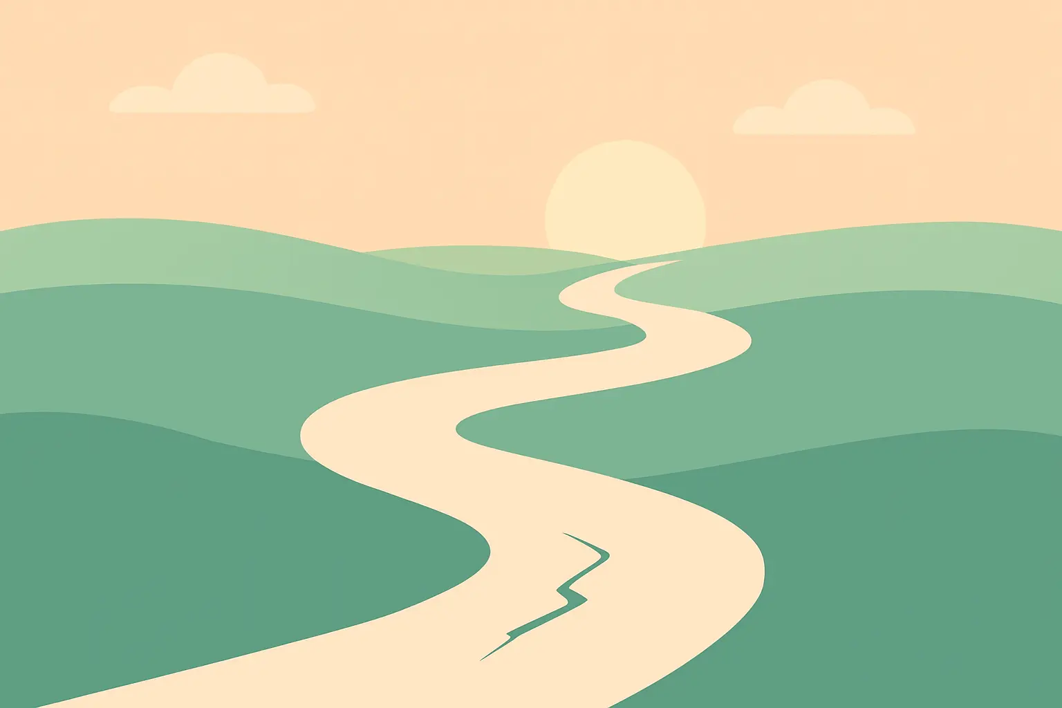 Illustration of a path with a small gap that reconnects further along, representing restarting a quit attempt after a slip