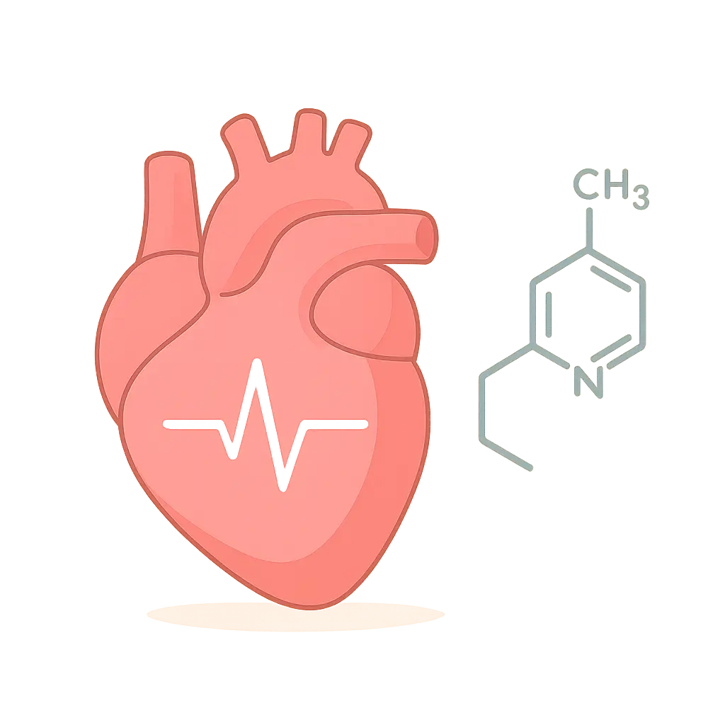Illustration of a human heart with a pulse line representing nicotine's acute cardiovascular effect