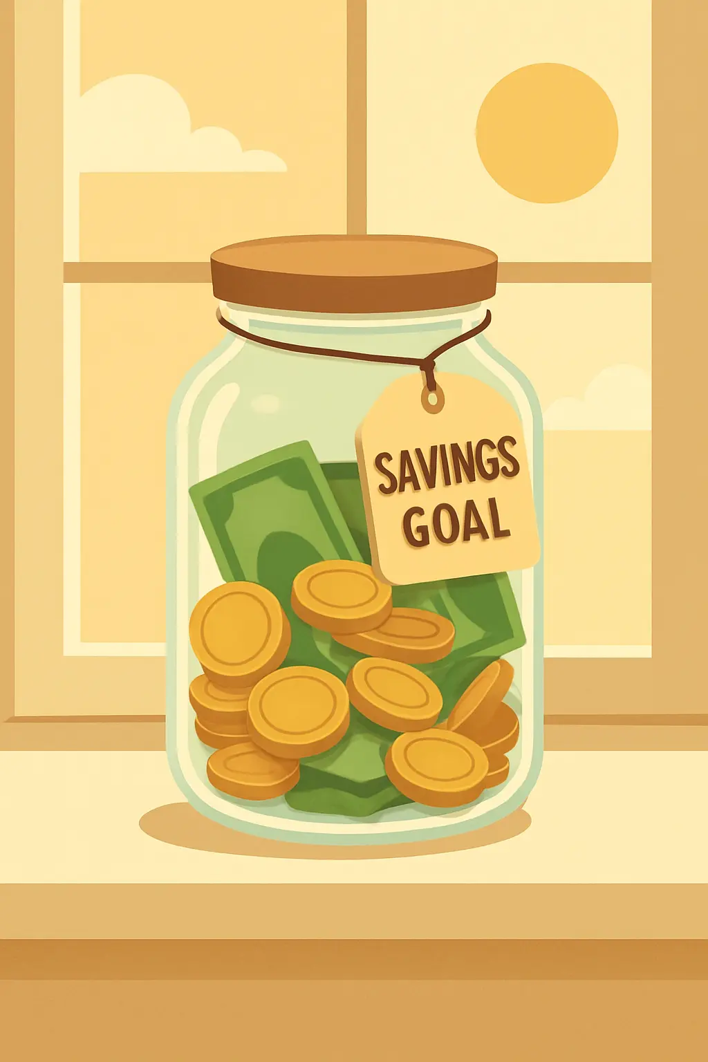 Glass jar filled with coins representing a savings goal from quitting vaping