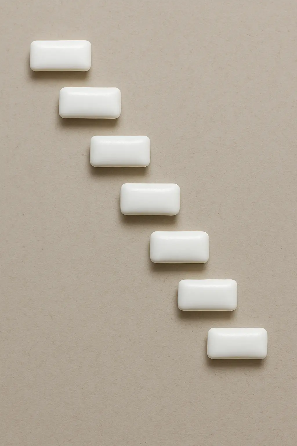 Illustration of a staircase of nicotine gum pieces spaced further apart, representing a gradual step-down tapering plan