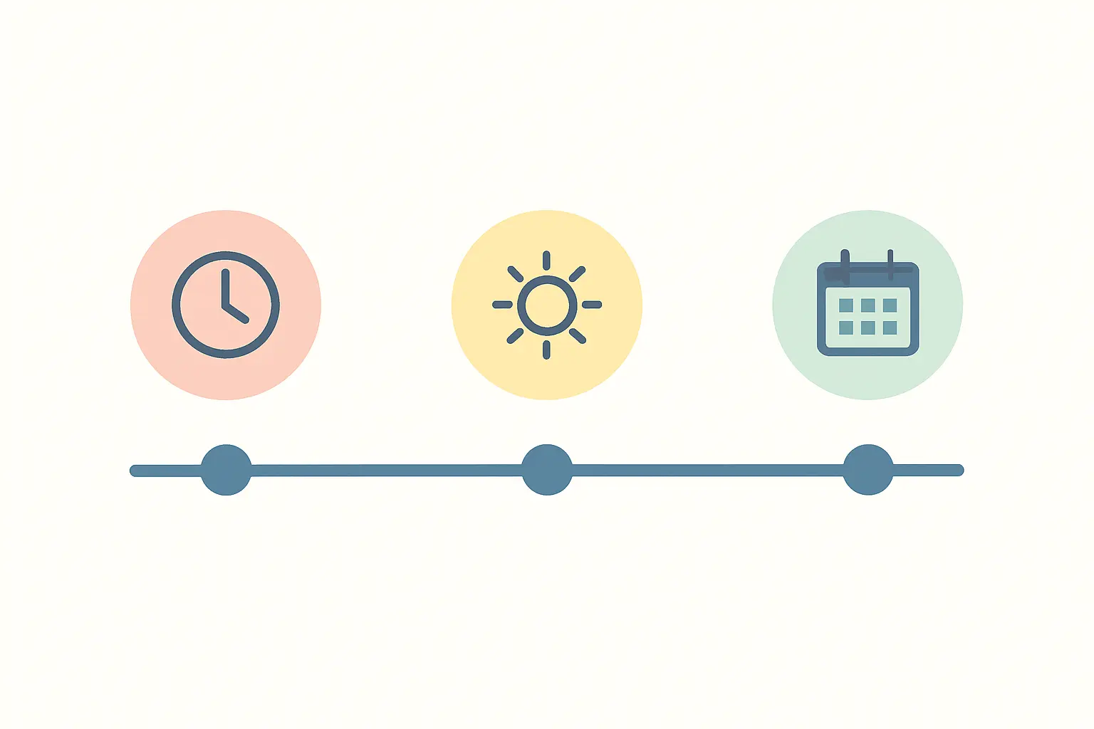 Illustration of a simple three-step timeline showing minutes, hours and days after quitting smoking