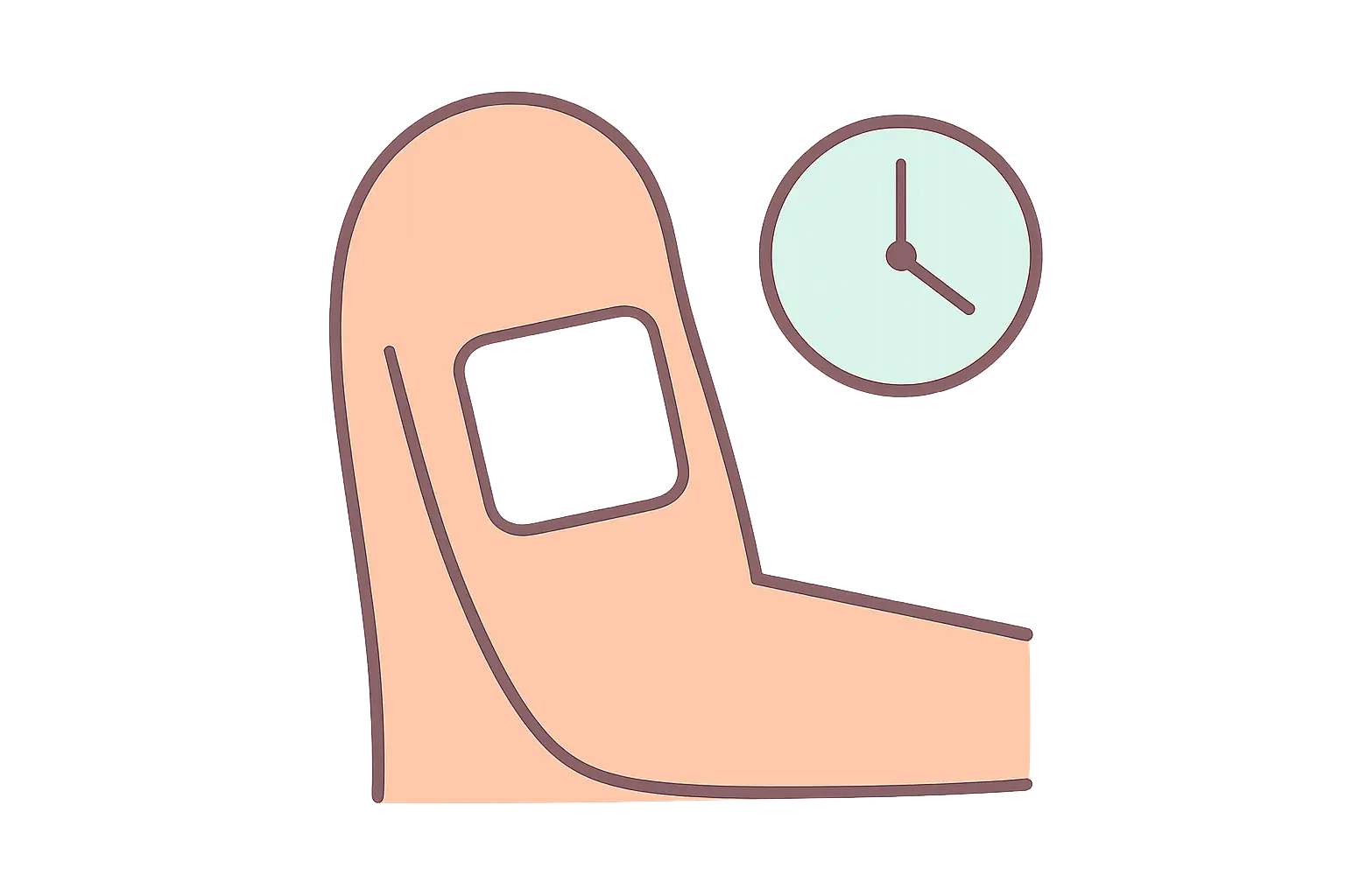 Illustration of a nicotine patch applied to the upper arm with a clock showing a 24-hour wear cycle