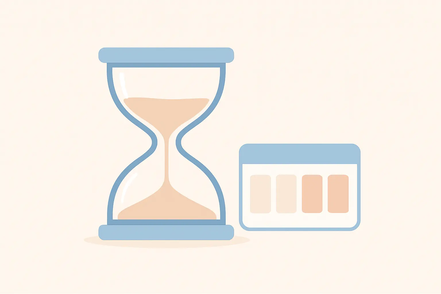 Illustration of an hourglass beside a calendar strip with the first three days highlighted, representing the 72-hour smoke-free window after a tooth extraction