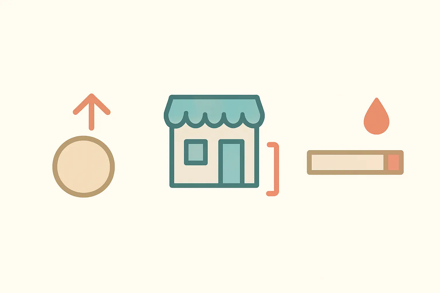 Three icons representing tobacco endgame policy tools: higher taxes, fewer retailers and lower nicotine limits