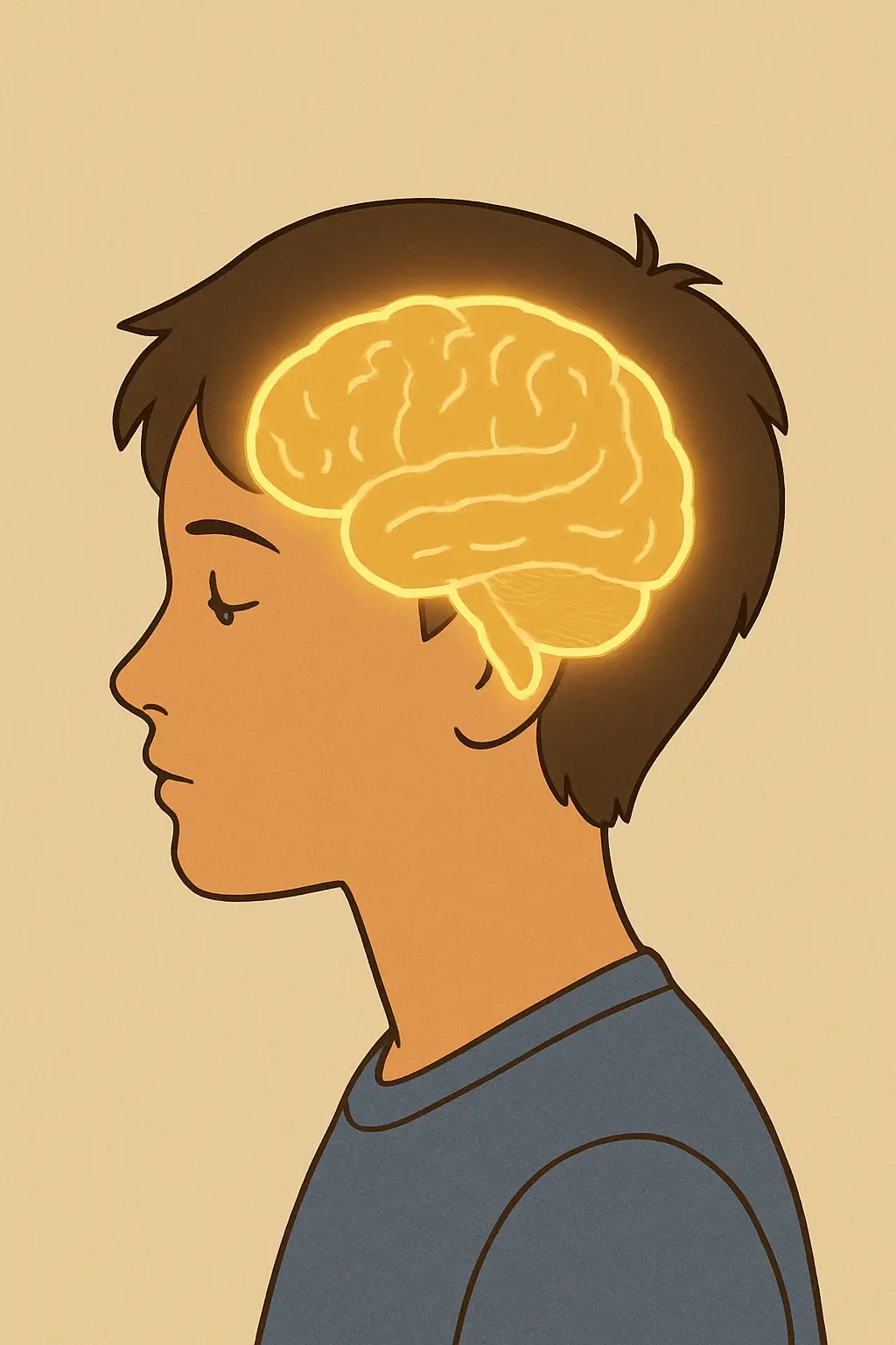 Educational illustration of a teenager's developing brain, representing why adolescent nicotine dependence differs from adult dependence