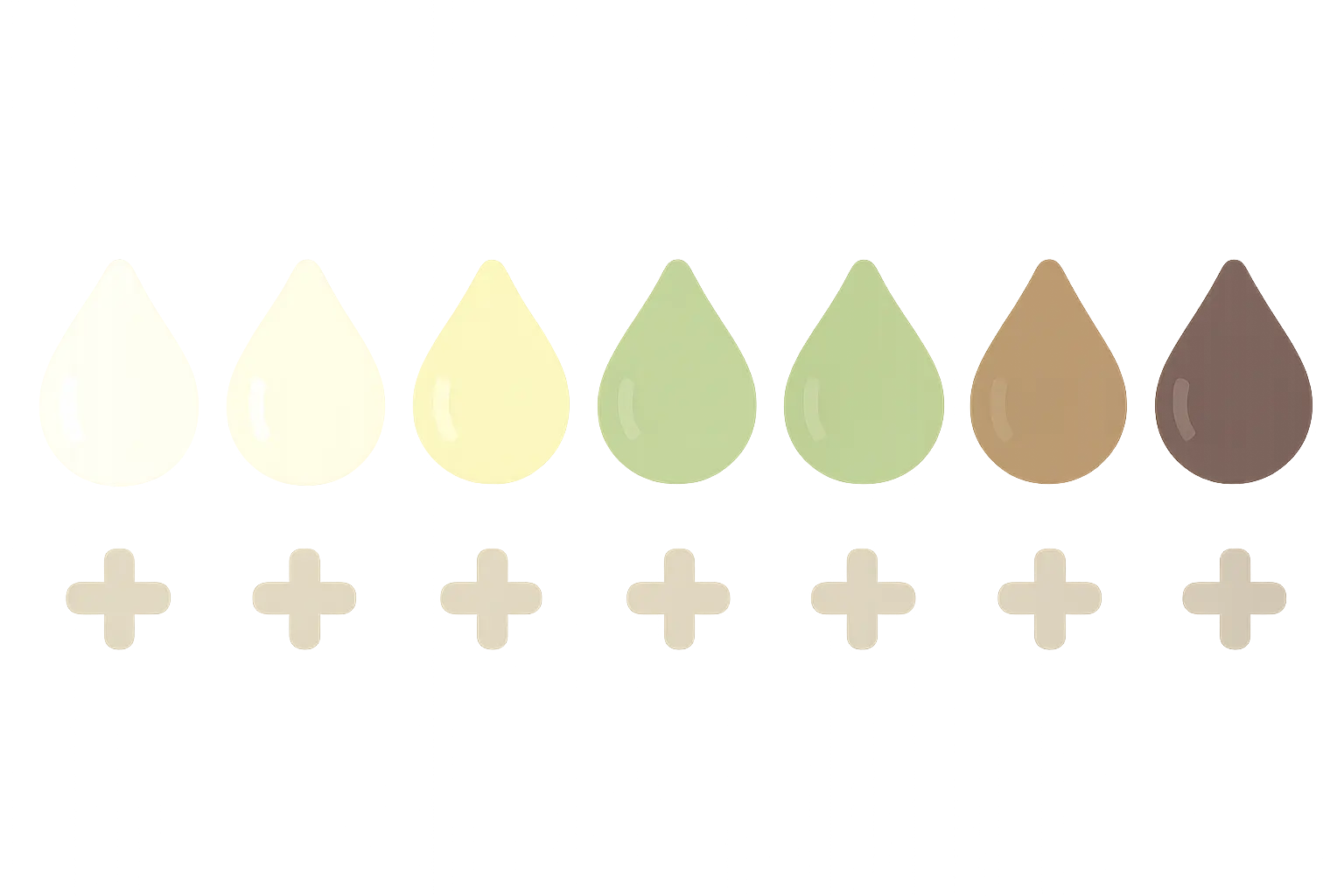 Illustration of a phlegm color reference chart running from clear and white through yellow and green to brown and black