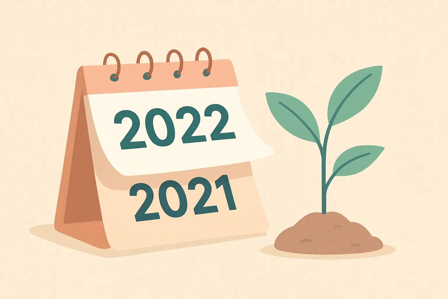 Calendar and growing plant representing setting a new milestone after one year smoke-free