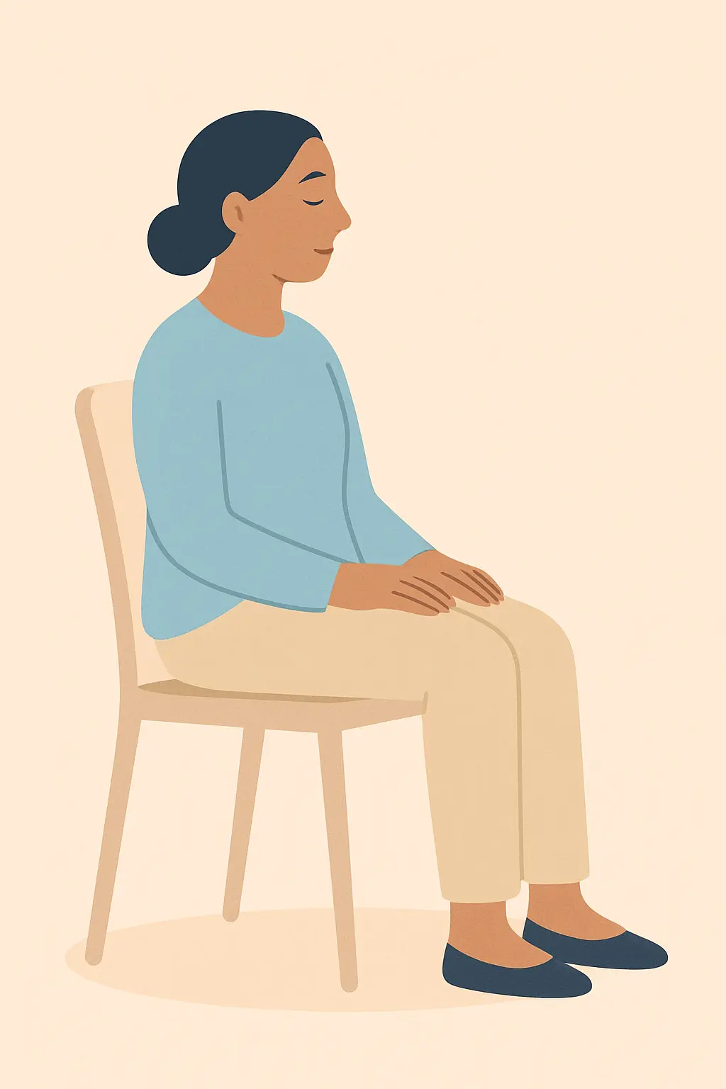 Illustration of a person sitting correctly before a blood pressure measurement