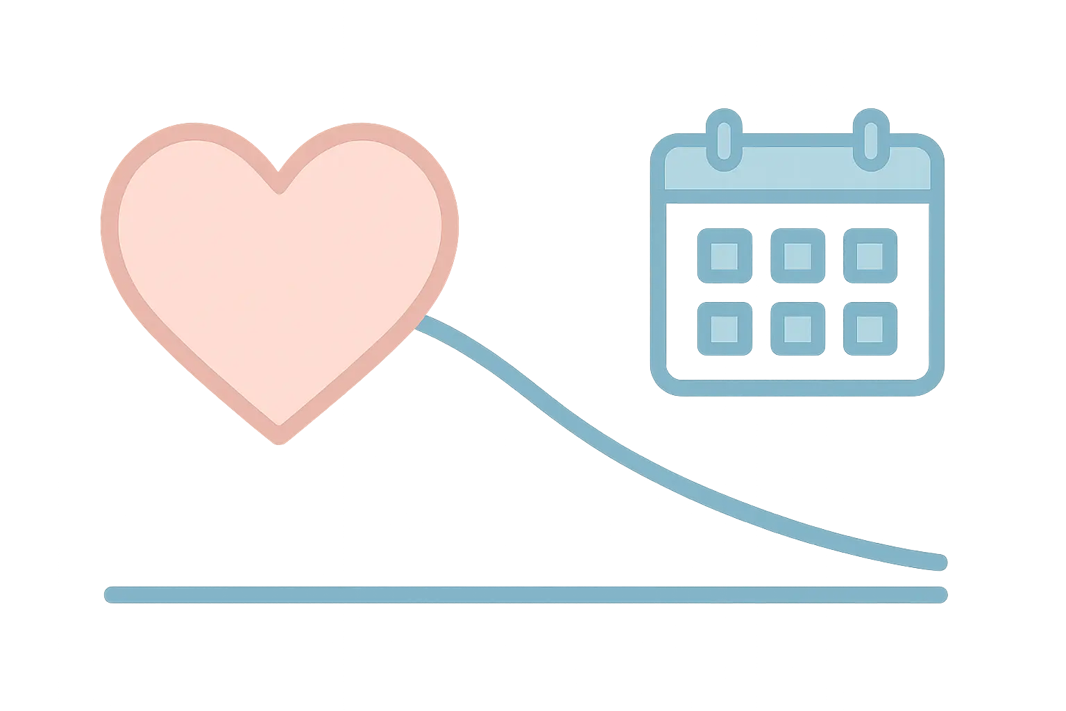 Illustration of a descending risk curve beside a heart outline, representing lower risk of a second cardiac event after quitting smoking