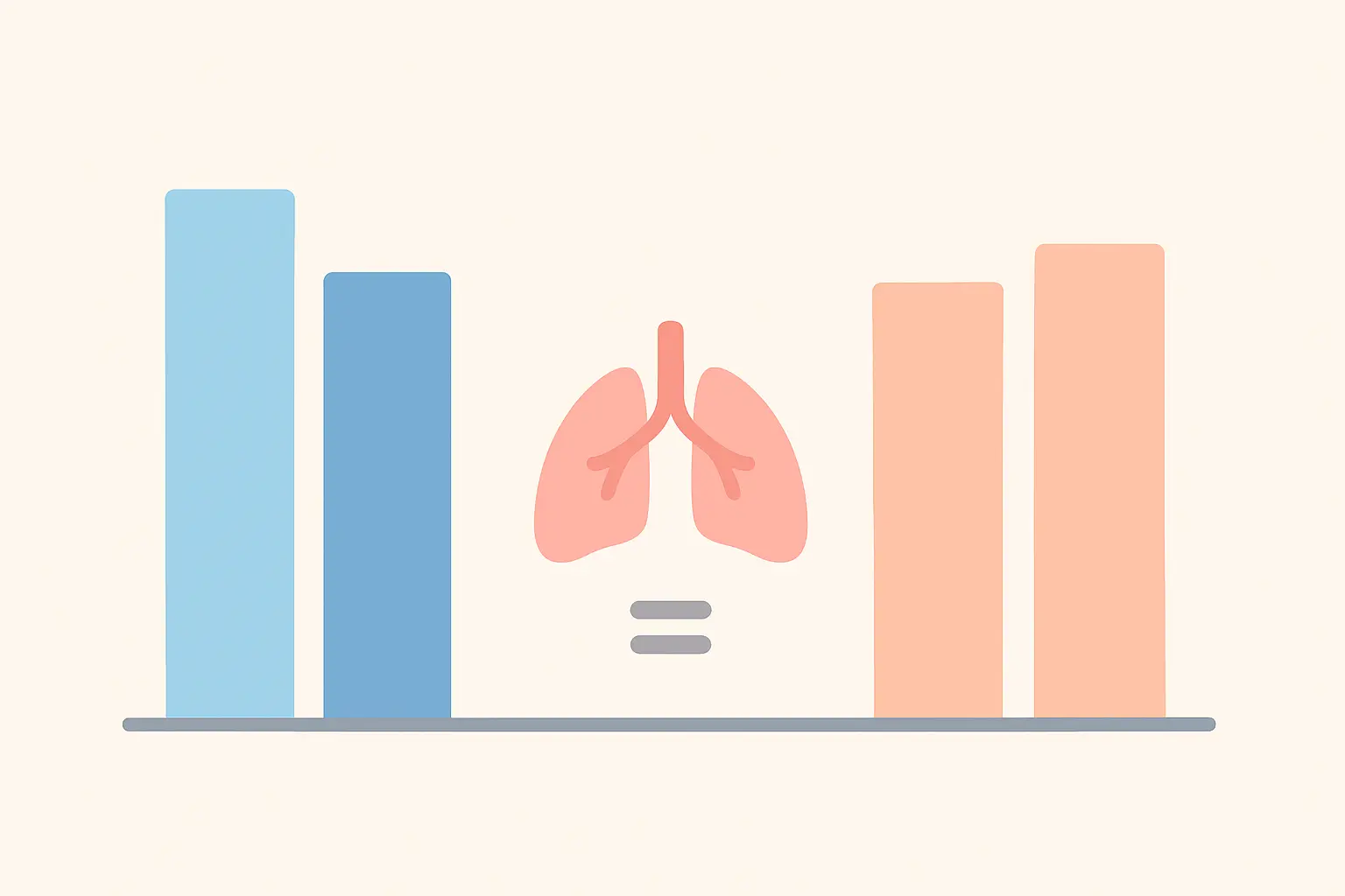 Bar chart illustration showing near-identical cigarette and carbon monoxide levels, representing trials finding minimal compensatory smoking with very low nicotine cigarettes
