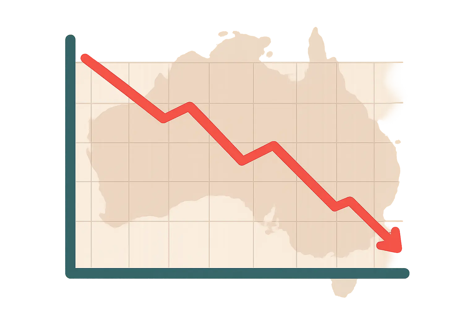 Illustration of a declining line chart representing falling smoking rates in Australia