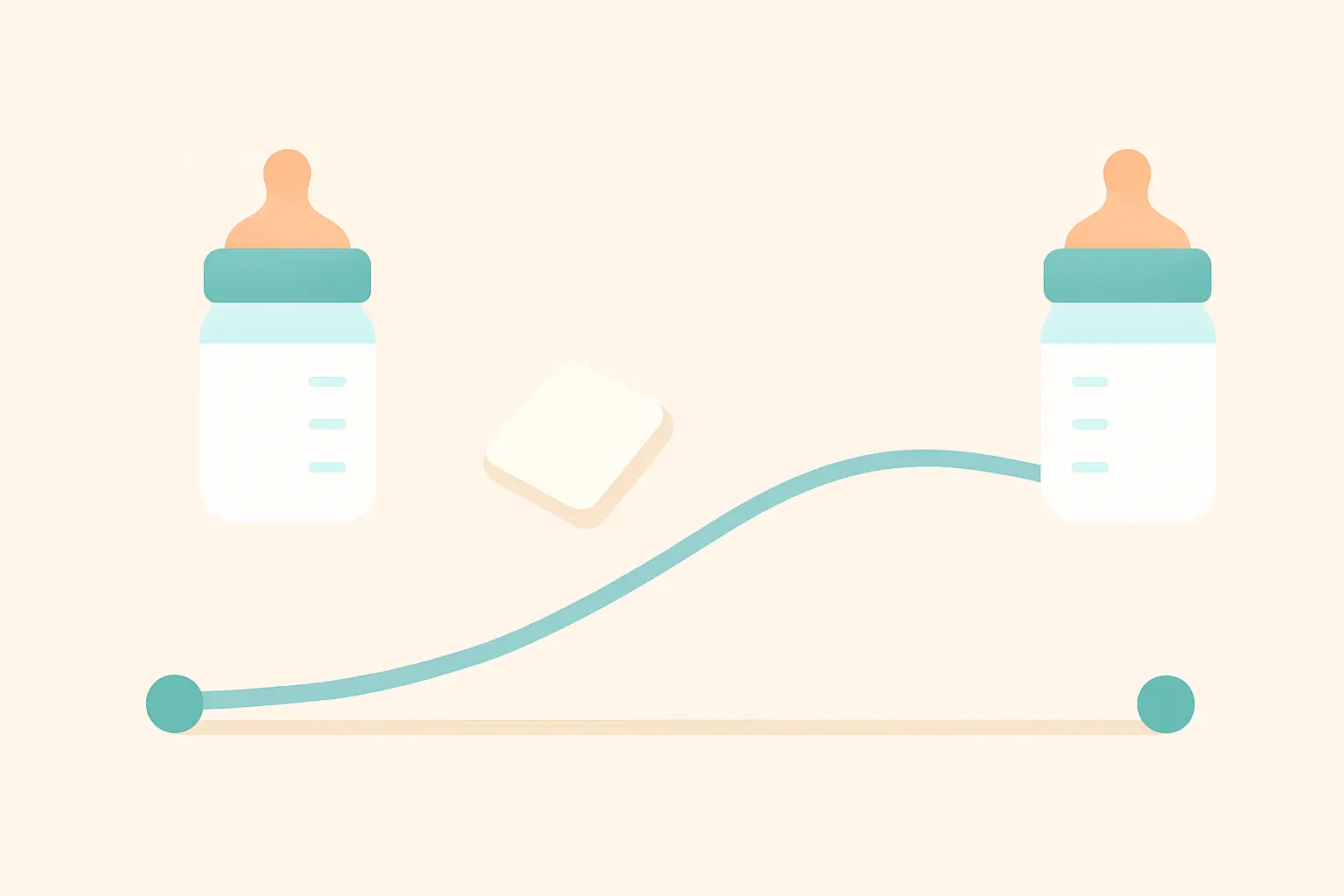 Illustration of a feeding timeline with a nicotine gum dose placed straight after a feed and levels falling before the next one