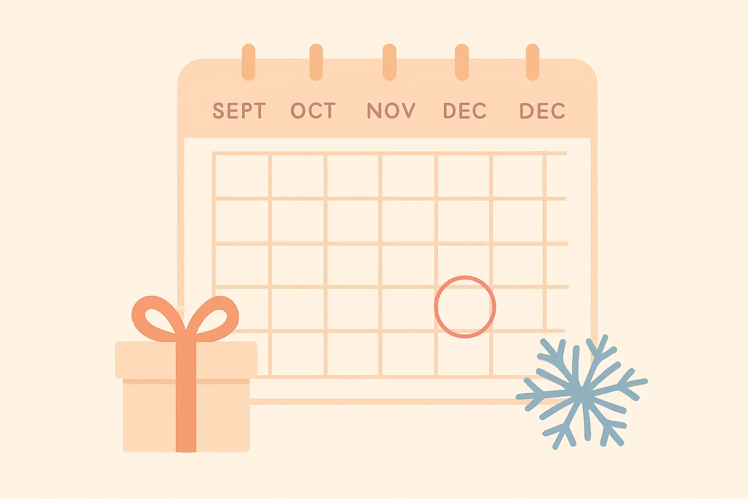 Calendar showing a countdown from September to a mid-December quit date, ahead of New Year