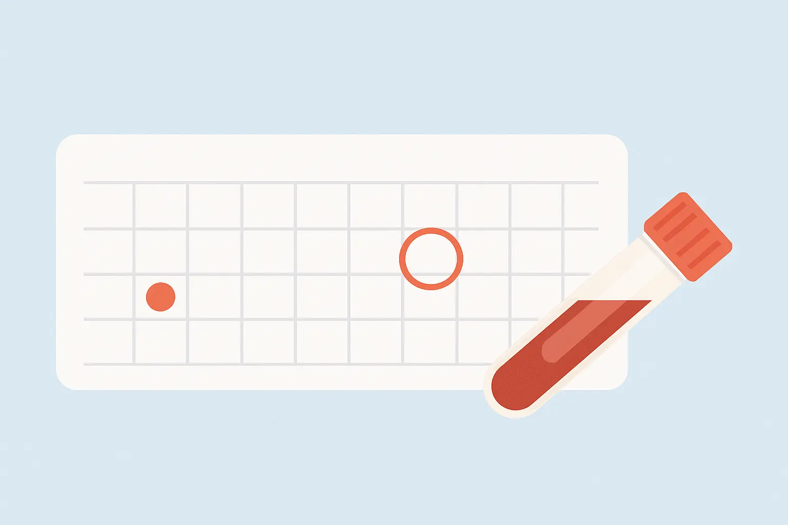 Illustration of a calendar with a quit date and a lipid re-test circled three months later beside a blood sample tube