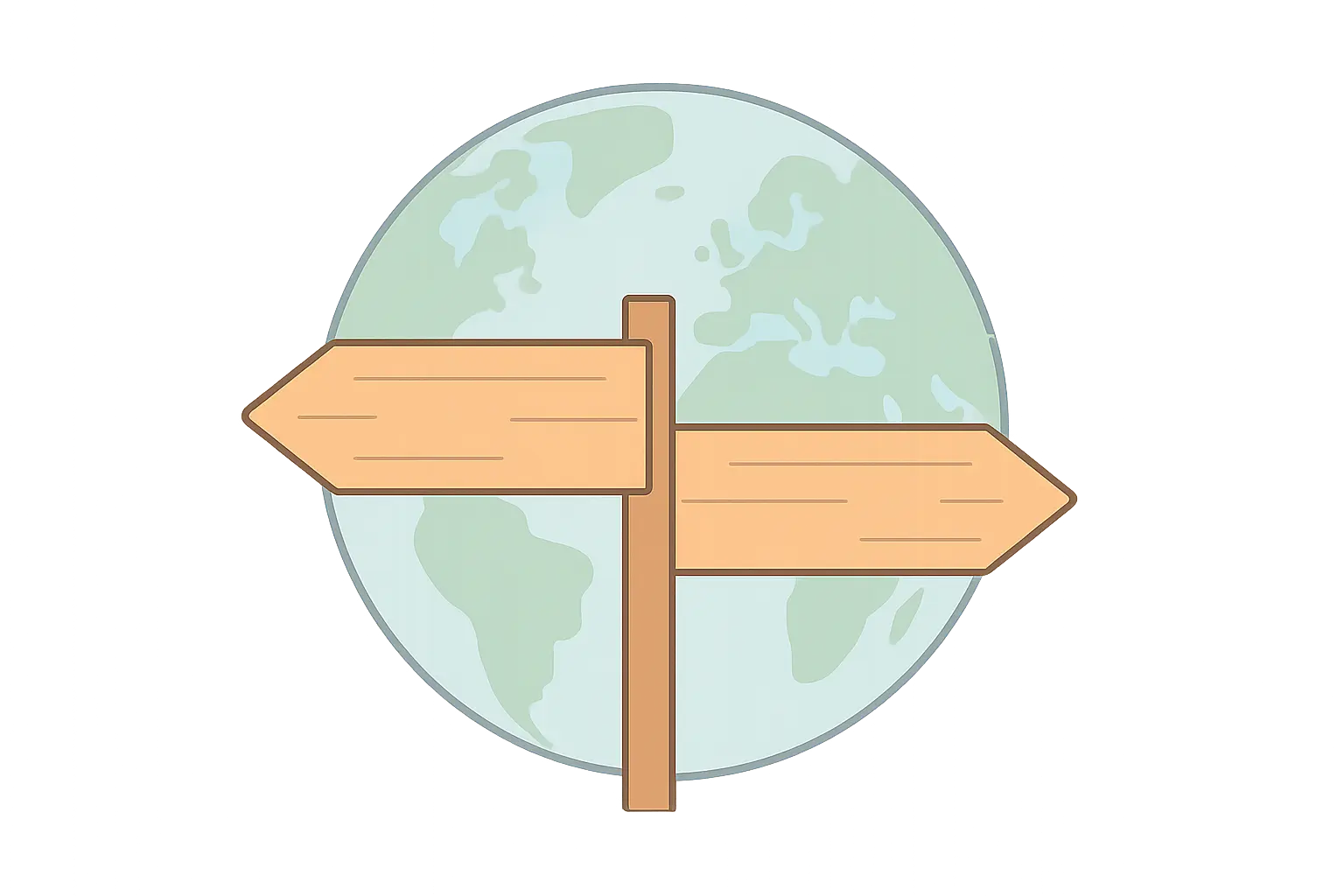 Illustration of two signposts pointing in different directions beside a globe, representing the UK and WHO taking different positions on vaping and harm reduction