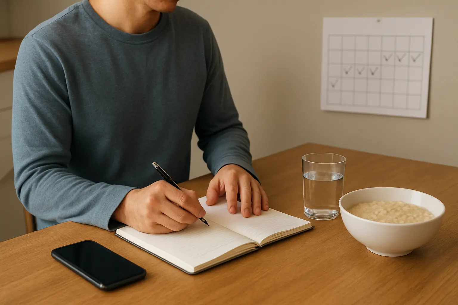 Illustration of a person keeping a daily symptom diary to tell withdrawal apart from a Crohn's flare after quitting smoking