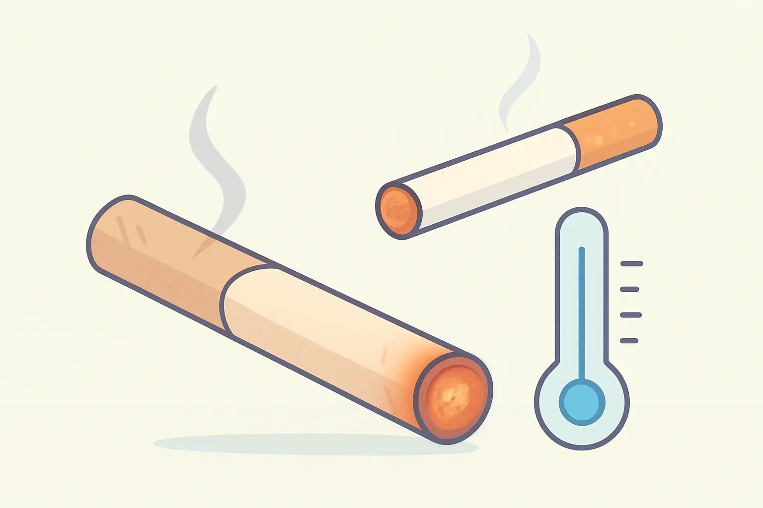Illustration showing tobacco heated rather than burned, the core mechanism of heated tobacco products