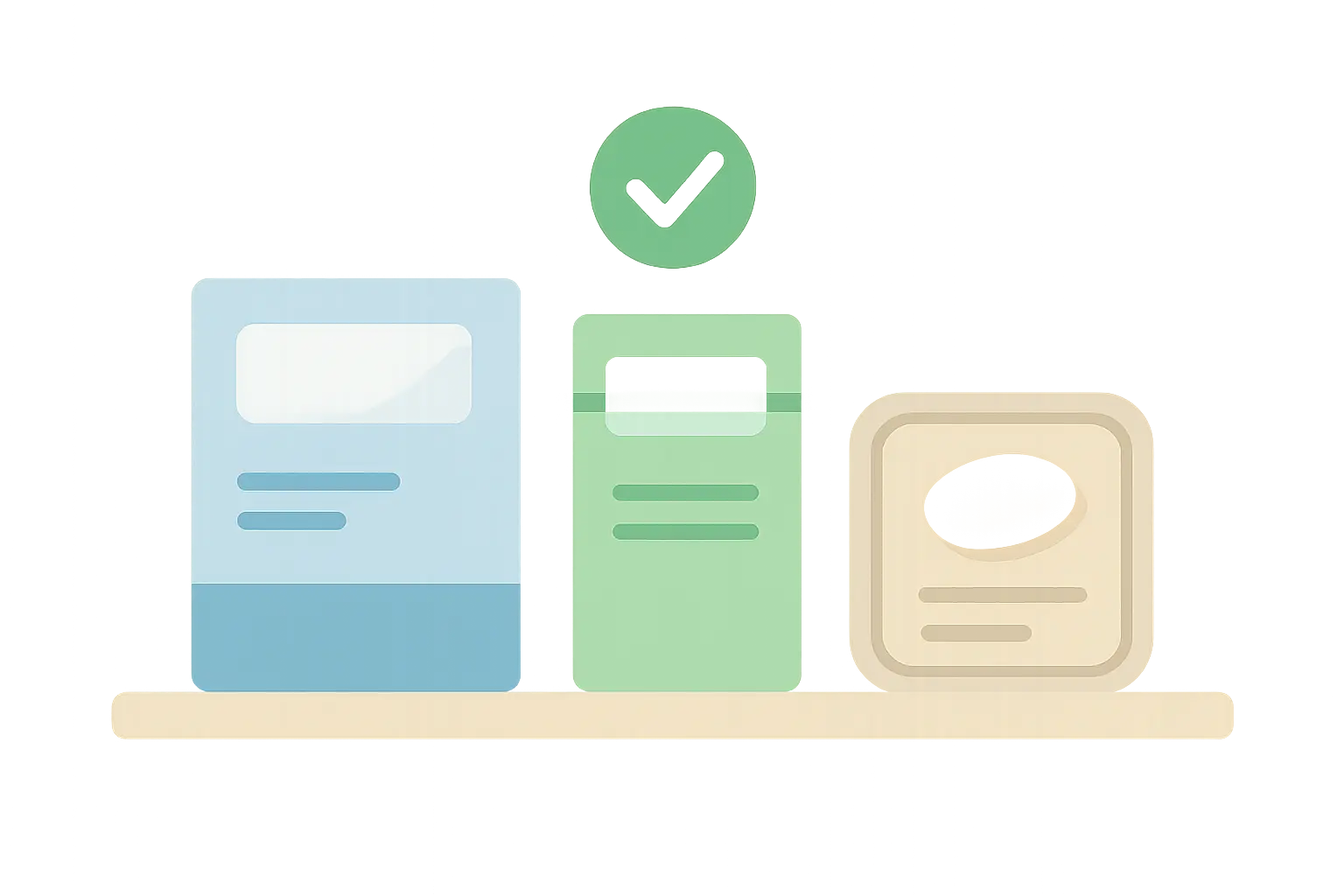 Illustration of licensed nicotine replacement therapy products with an approved checkmark, representing the only clinically approved option