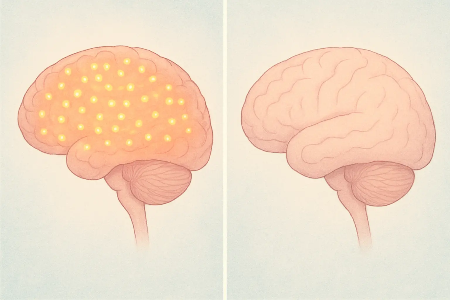 Illustration of a brain showing nicotine receptor density decreasing over weeks after quitting smoking