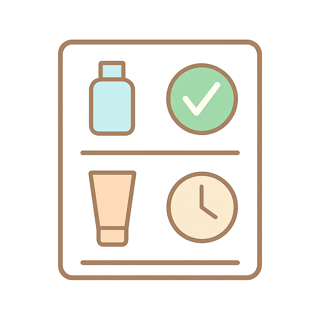 Illustration of a document with a checkmark next to one product and a clock icon next to another, representing different regulatory authorization statuses