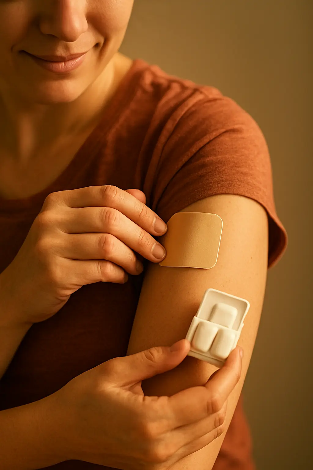 Person using a nicotine patch and nicotine gum together as combination NRT